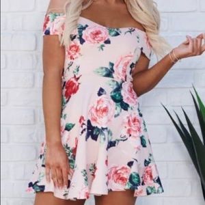NanaMacs pink floral off the shoulder dress